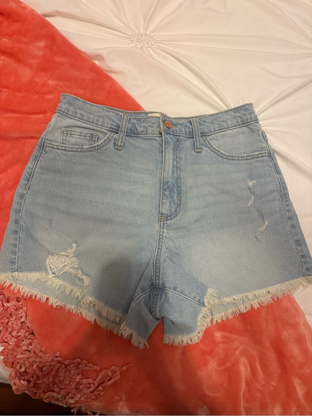 Universal Thread Light Blue Distressed High-Rise Denim Shorts